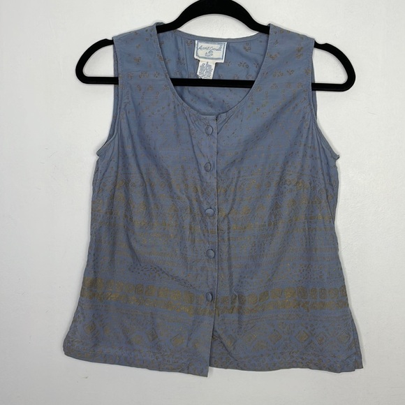𝅺VINTAGE April Cornell metallic abstract print sleeveless blouse - Picture 1 of 9